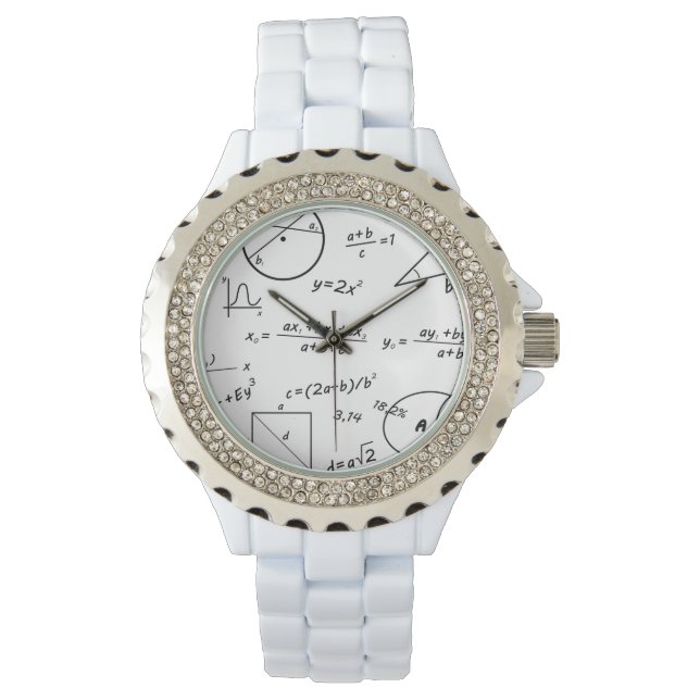 Whiteboard Vrouwen Strass Wit emaille Horloge (Voorkant)