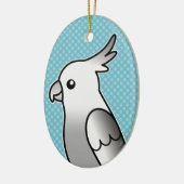 Whiteface Cartoon Cockatiel Parrot Bird Keramisch Ornament (Links)
