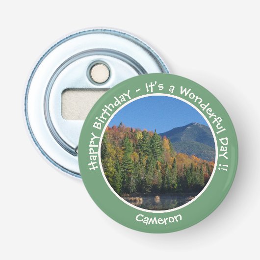 Whiteface Mountain, Adirondack Herfst Feest Items Button Flesopener (Voorkant)