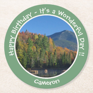 Whiteface Mountain, Adirondack Herfst Feest Items Ronde Kartonnen Onderzetter