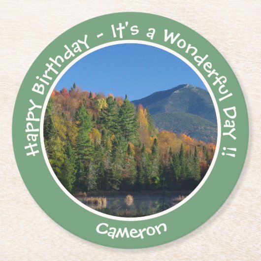 Whiteface Mountain, Adirondack Herfst Feest Items Ronde Kartonnen Onderzetter (Voorkant)
