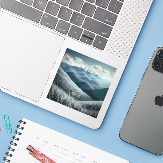 Whiteface Mountain New York 3 inch Vinyl Sticker (Laptop met iPhone)