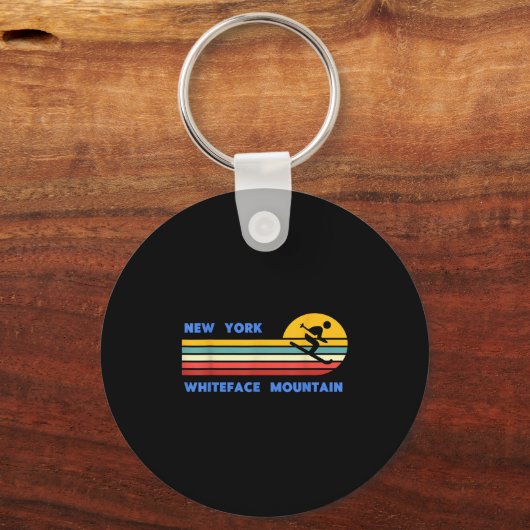 Whiteface Mountain New York Skiing Skier Ski Retro Sleutelhanger (Voorkant)