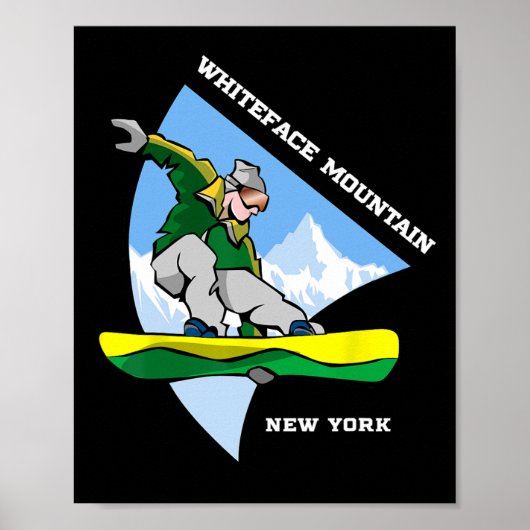 Whiteface Mountain New York Snowboarding Snowboard Poster (Voorkant)