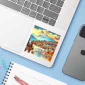 Whitefish Montana 3 inch Vinyl Sticker (Laptop met iPhone)