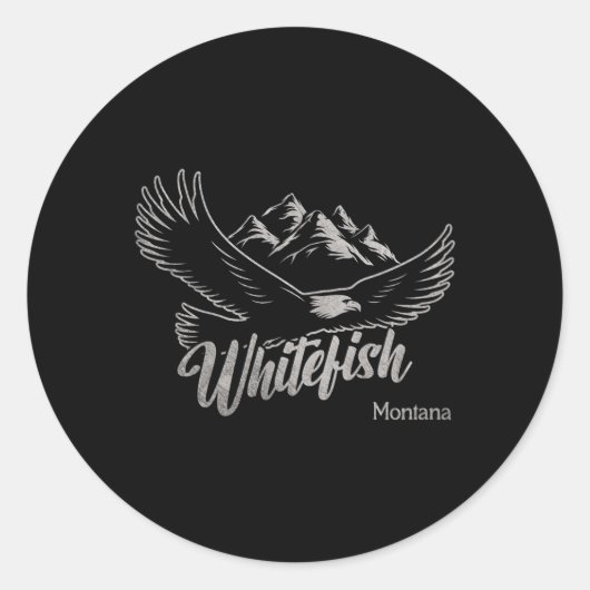 Whitefish Montana Bergen Wandelen in de buitenluch Ronde Sticker (Voorkant)
