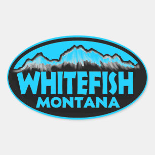 Whitefish Montana blauw ovale stickers