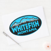 Whitefish Montana blauw ovale stickers (Envelop)