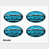 Whitefish Montana blauw ovale stickers (Vel)