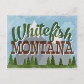 Whitefish Montana Fun Retro Snowy Mountains Briefkaart (Voorkant)