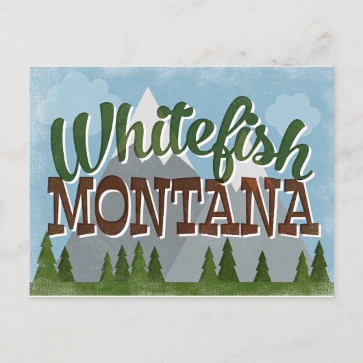 Whitefish Montana Fun Retro Snowy Mountains Briefkaart (Voorkant)