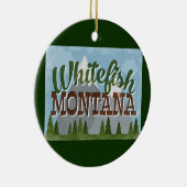 Whitefish Montana Fun Retro Snowy Mountains Keramisch Ornament (Rechts)