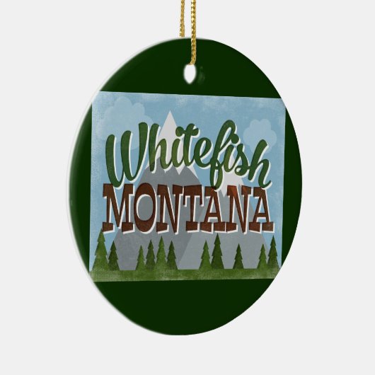 Whitefish Montana Fun Retro Snowy Mountains Keramisch Ornament (Rechts)
