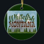 Whitefish Montana Fun Retro Snowy Mountains Keramisch Ornament<br><div class="desc">Whitefish Montana neo vintage-reisontwerp in een leuke retro-cartoon stijl met sneeuwbeklimde bergen,  bos en bomen eronder,  blauwe luiers en coole retro-scripttekst.</div>
