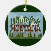 Whitefish Montana Fun Retro Snowy Mountains Keramisch Ornament (Voorkant)