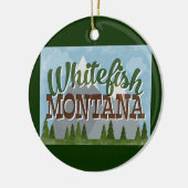 Whitefish Montana Fun Retro Snowy Mountains Keramisch Ornament (Links)
