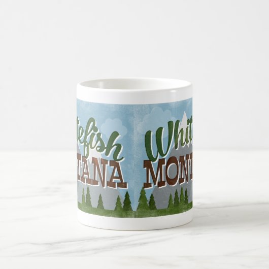 Whitefish Montana Fun Retro Snowy Mountains Koffiemok (Center)