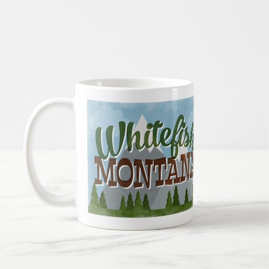 Whitefish Montana Fun Retro Snowy Mountains Koffiemok (Links)