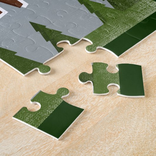 Whitefish Montana Fun Retro Snowy Mountains Legpuzzel (Zijkant)