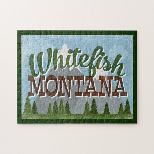 Whitefish Montana Fun Retro Snowy Mountains Legpuzzel (Horizontaal)
