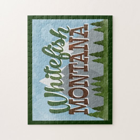 Whitefish Montana Fun Retro Snowy Mountains Legpuzzel (Verticaal)