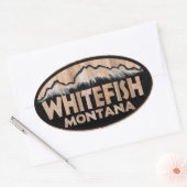 Whitefish Montana houten ovale stickers (Envelop)