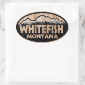 Whitefish Montana houten ovale stickers (Tas)