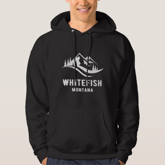Whitefish Montana Mountains Souvenir Memorabilia W Hoodie (Voorkant)
