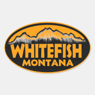 Whitefish Montana oranje ovale stickers