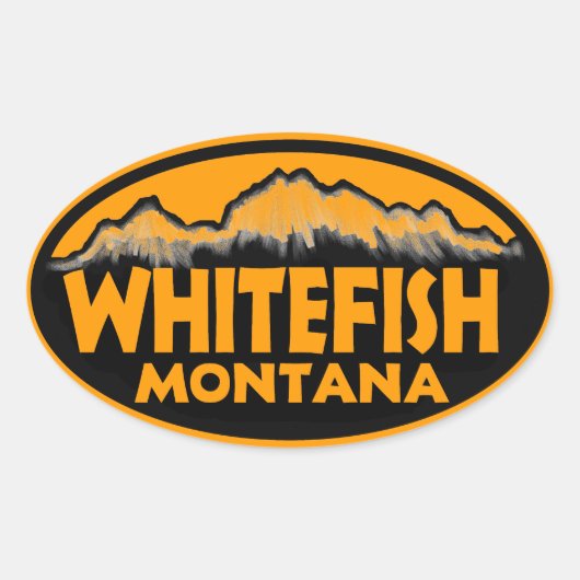 Whitefish Montana oranje ovale stickers (Voorkant)