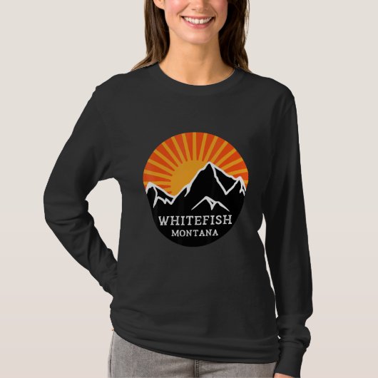 Whitefish Montana Retro Sunset Mountains  S T-shirt (Voorkant)