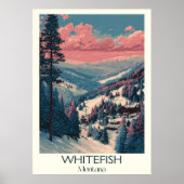 Whitefish Montana  Ski Village Mountain Art Poster (Voorkant)