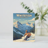 Whitefish Montana Skier Reizen Briefkaart (Staand voorkant)