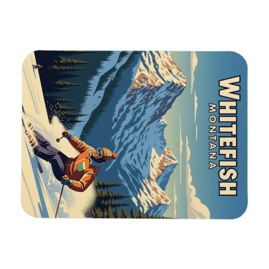 Whitefish Montana Skier Reizen Magneet (Horizontaal)