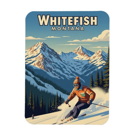 Whitefish Montana Skier Reizen Magneet (Verticaal)