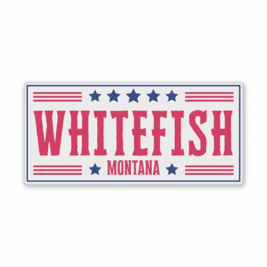WHITEFISH MONTANA Stars & Stripes Sticker (Voorkant)