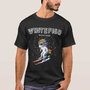 Whitefish Montana Unicorn USA Ski Resort 80 s Retr T-shirt