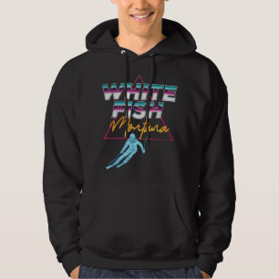 Whitefish Montana USA Ski Resort 1980s Retro Hoodie