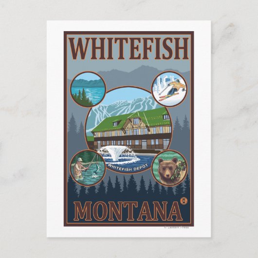 Whitefish, MontanaScene Travel Poster Briefkaart (Voorkant)