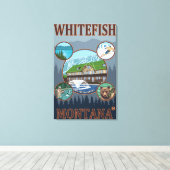 Whitefish, MontanaScene Travel Poster Canvas Afdruk (Insitu (Houten vloer))