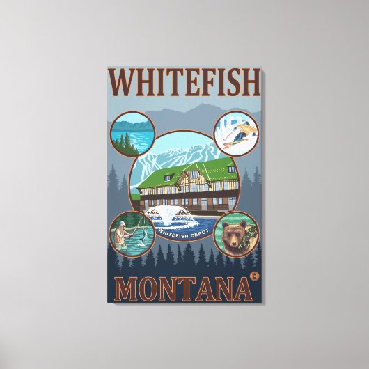Whitefish, MontanaScene Travel Poster Canvas Afdruk (Voorkant)