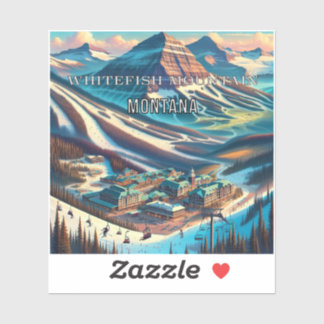 Whitefish Mountain Montana 3 inch Vinyl Sticker