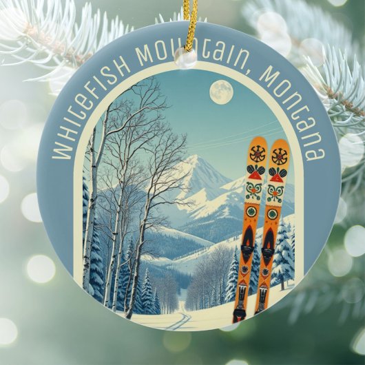 Whitefish Mountain Montana ski souvenir Keramisch Ornament