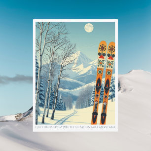 Whitefish Mountain Montana skivakantie Ansichtkaar Briefkaart