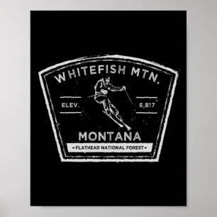 Whitefish Mountain Montana Sneeuw Skien Poster