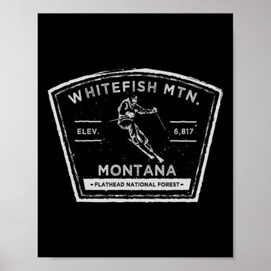 Whitefish Mountain Montana Sneeuw Skien Poster (Voorkant)