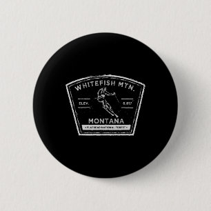 Whitefish Mountain Montana Sneeuw Skilopen  Ronde Button 5,7 Cm
