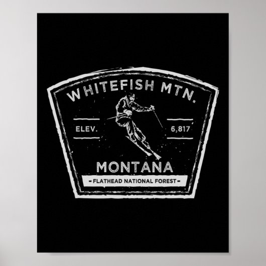 Whitefish Mountain Montana Snow Skiing Poster (Voorkant)