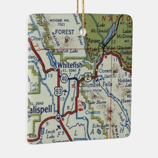 Whitefish MT  Map Keramisch Ornament (Rechts)