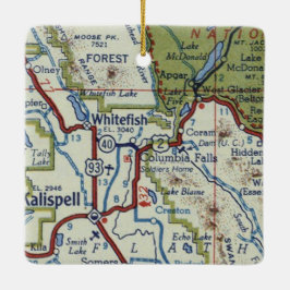 Whitefish MT Map Keramisch Ornament